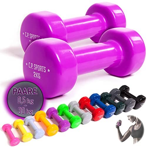 CP 1 par de mancuernas de vinilo, mancuernas de puño, pesas, fitness, 0,5;  0,75;  1;  1,5;  2;  2,5;  3;  4;  5;  6;8;10 kg, de CP Sports, color 1 x 15 kg Vinilo, tamaño 2 x 1,0 KG